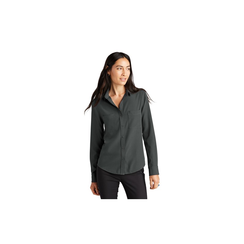 Mercer+Mettle™ Women's Stretch Crepe Long Sleeve Camp Blouse. APS
