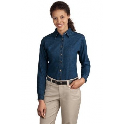 Ladies Long Sleeve Value Denim Shirt - Photo 1