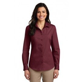 Port Authority® Ladies Long Sleeve Carefree Poplin Shirt.